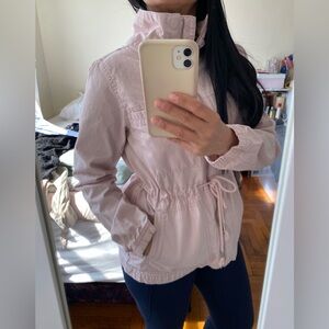 Old Navy Blush Pink Utility Jacket Size S Lightweight Zip Up Cinch Waist Casual